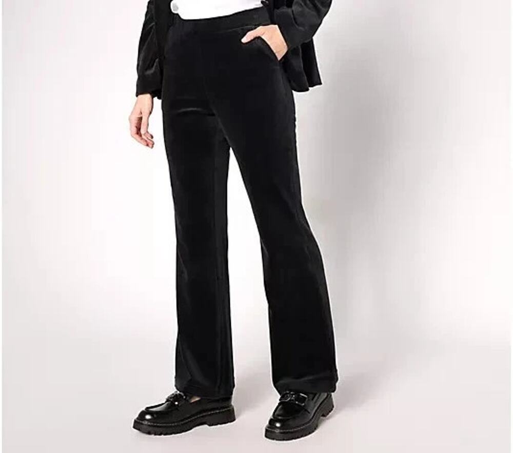 Studio Park Pants Womens 14 Black Velvet Pull On Boho Hippie Festival Pockets